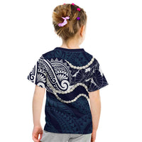 Aloha Hawaii Kalo Pikake Lei Kid T Shirt Chest Tattoo Oxford Blue Hawaiian Pattern LT14 - Polynesian Pride
