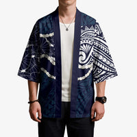 Aloha Hawaii Kalo Pikake Lei Kimono Chest Tattoo Oxford Blue Hawaiian Pattern