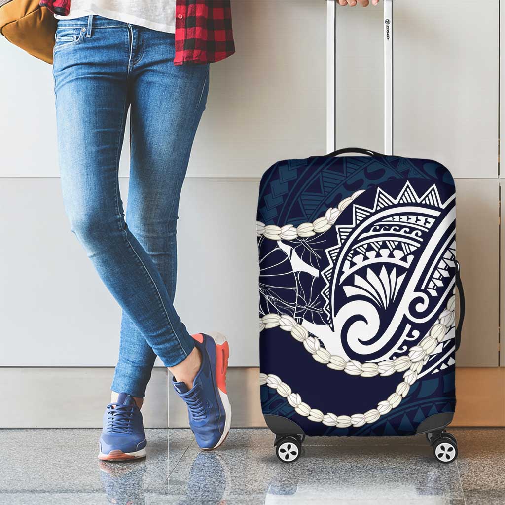 Aloha Hawaii Kalo Pikake Lei Luggage Cover Chest Tattoo Oxford Blue Hawaiian Pattern LT14 - Polynesian Pride
