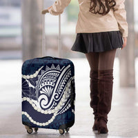 Aloha Hawaii Kalo Pikake Lei Luggage Cover Chest Tattoo Oxford Blue Hawaiian Pattern LT14 - Polynesian Pride