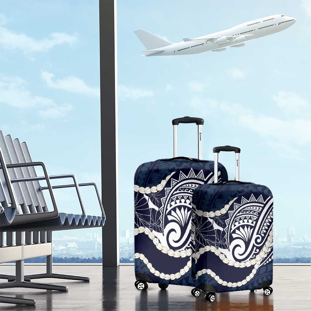 Aloha Hawaii Kalo Pikake Lei Luggage Cover Chest Tattoo Oxford Blue Hawaiian Pattern LT14 - Polynesian Pride
