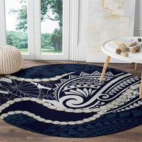 Aloha Hawaii Kalo Pikake Lei Round Carpet Chest Tattoo Oxford Blue Hawaiian Pattern