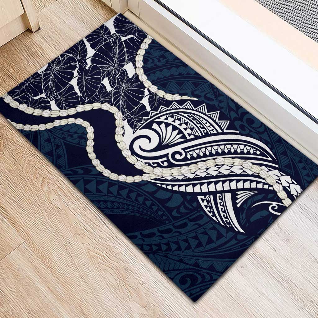 Aloha Hawaii Kalo Pikake Lei Rubber Doormat Chest Tattoo Oxford Blue Hawaiian Pattern