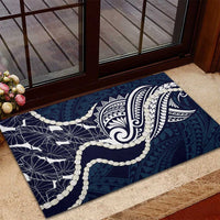 Aloha Hawaii Kalo Pikake Lei Rubber Doormat Chest Tattoo Oxford Blue Hawaiian Pattern