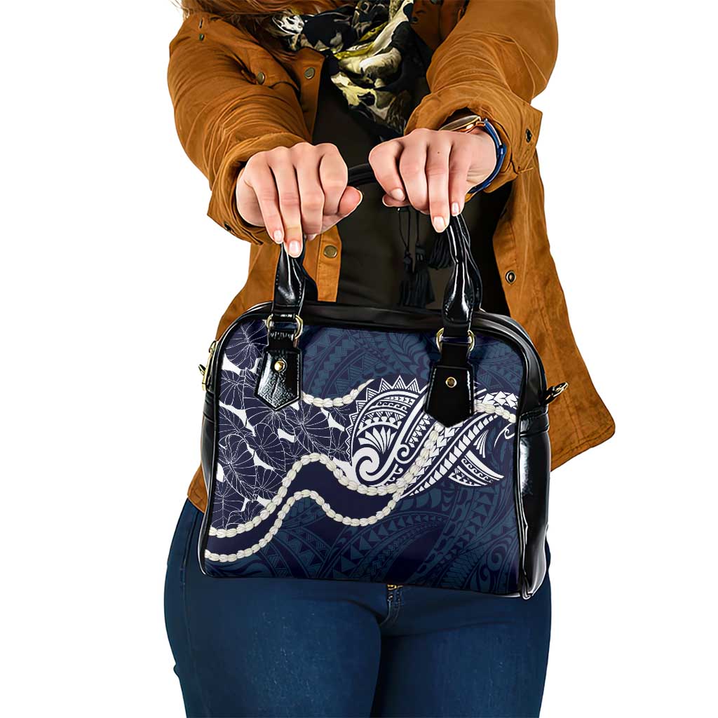 Aloha Hawaii Kalo Pikake Lei Shoulder Handbag Chest Tattoo Oxford Blue Hawaiian Pattern