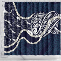 Aloha Hawaii Kalo Pikake Lei Shower Curtain Chest Tattoo Oxford Blue Hawaiian Pattern LT14 - Polynesian Pride