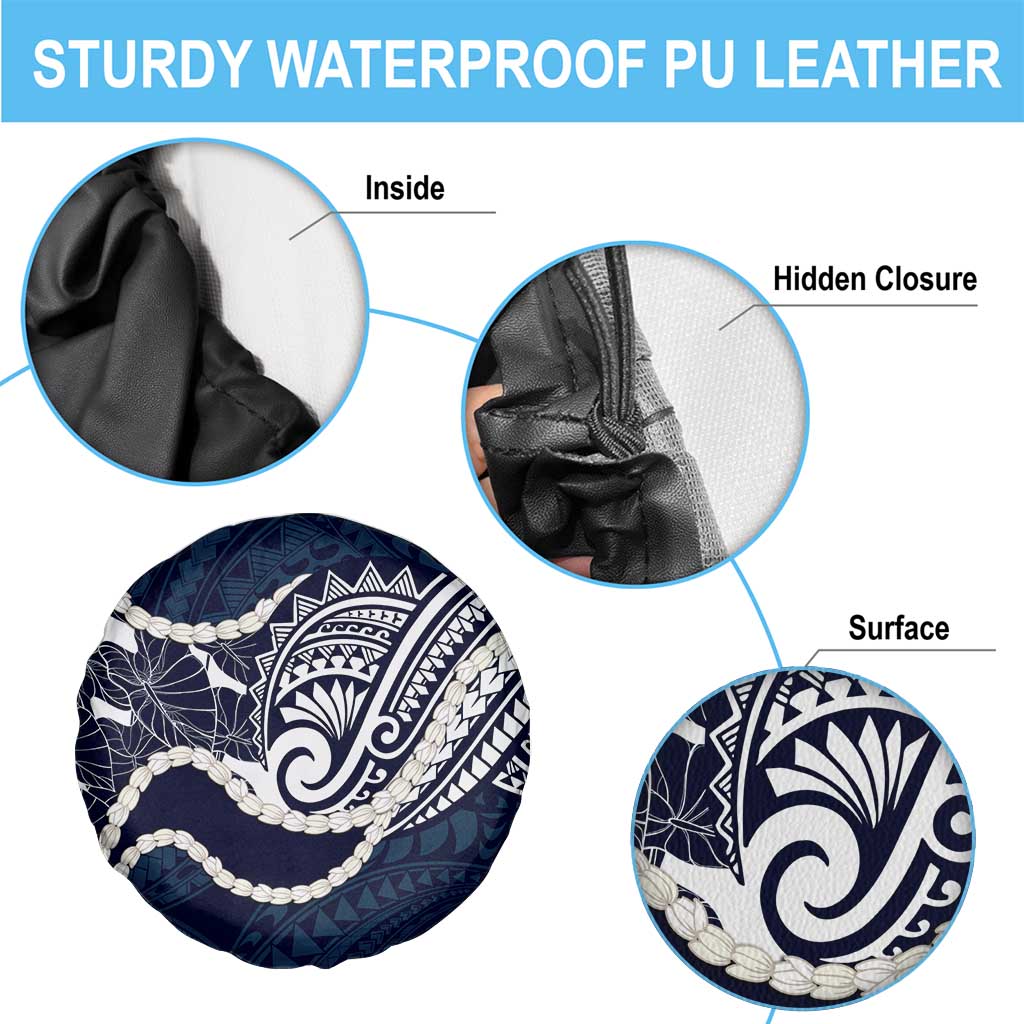 Aloha Hawaii Kalo Pikake Lei Spare Tire Cover Chest Tattoo Oxford Blue Hawaiian Pattern