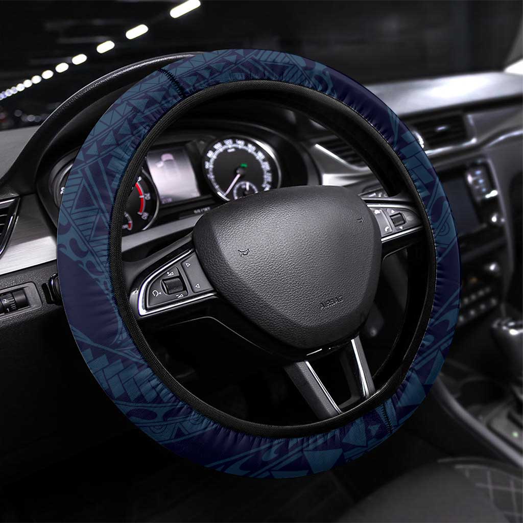 Aloha Hawaii Kalo Pikake Lei Steering Wheel Cover Chest Tattoo Oxford Blue Hawaiian Pattern