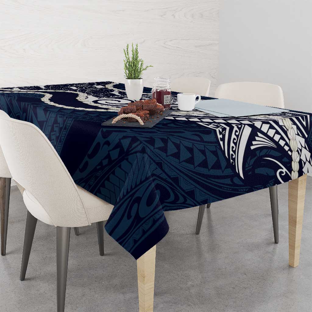 Aloha Hawaii Kalo Pikake Lei Tablecloth Chest Tattoo Oxford Blue Hawaiian Pattern LT14 - Polynesian Pride