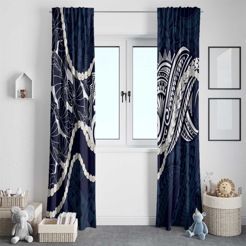Aloha Hawaii Kalo Pikake Lei Window Curtain Chest Tattoo Oxford Blue Hawaiian Pattern