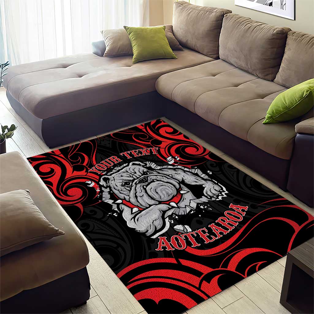 Personalised Aotearoa Bulldog Area Rug NZ Maori Tattoo