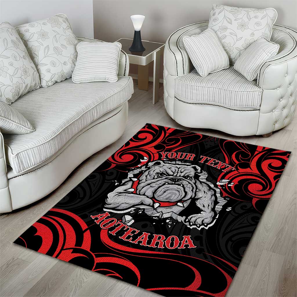 Personalised Aotearoa Bulldog Area Rug NZ Maori Tattoo