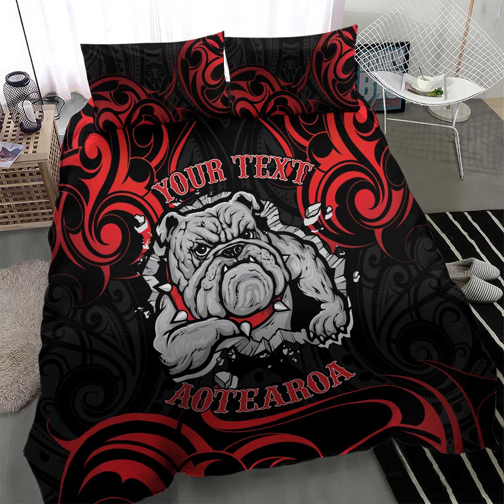 Personalised Aotearoa Bulldog Bedding Set NZ Maori Tattoo