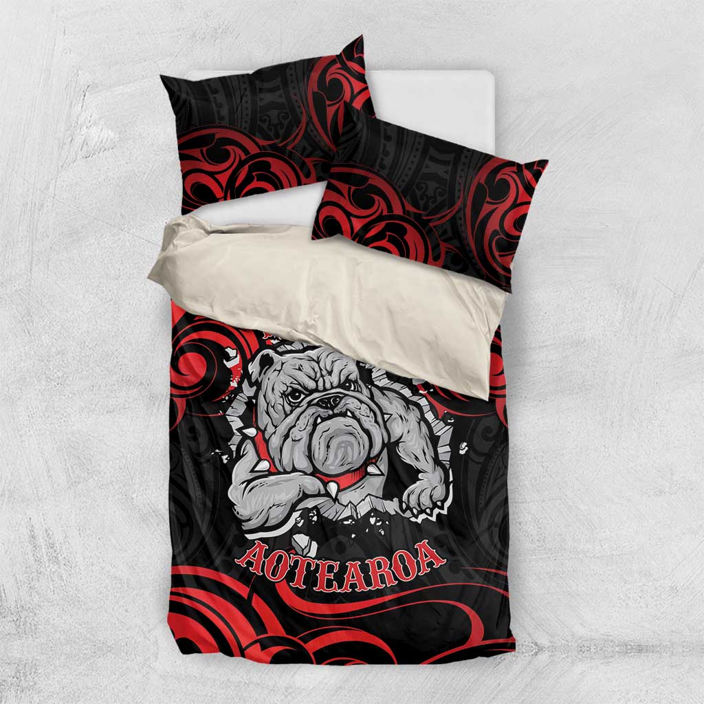 Personalised Aotearoa Bulldog Bedding Set NZ Maori Tattoo