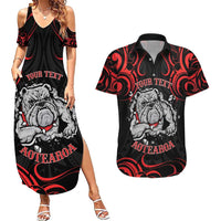 Personalised Aotearoa Bulldog Couples Matching Summer Maxi Dress and Hawaiian Shirt NZ Maori Tattoo