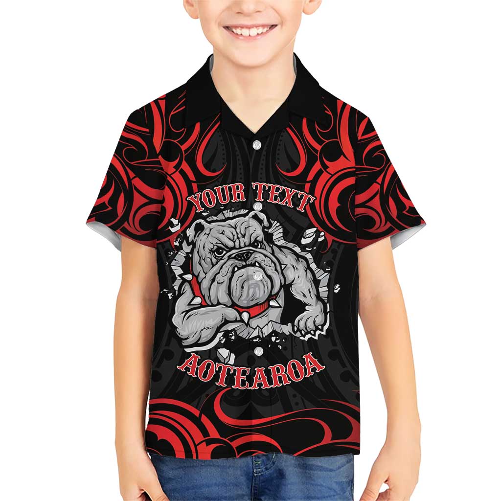 Personalised Aotearoa Bulldog Family Matching Short Sleeve Bodycon Dress and Hawaiian Shirt NZ Maori Tattoo