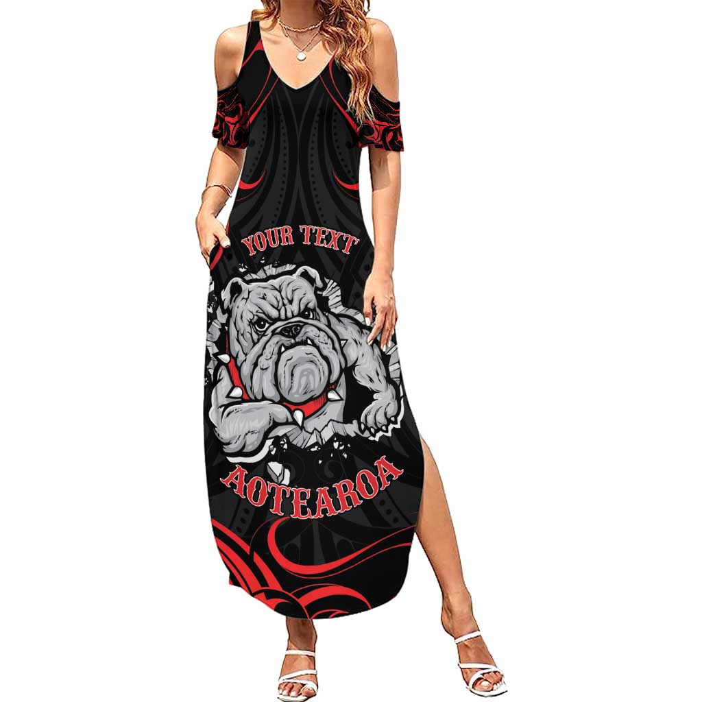 Personalised Aotearoa Bulldog Family Matching Summer Maxi Dress and Hawaiian Shirt NZ Maori Tattoo