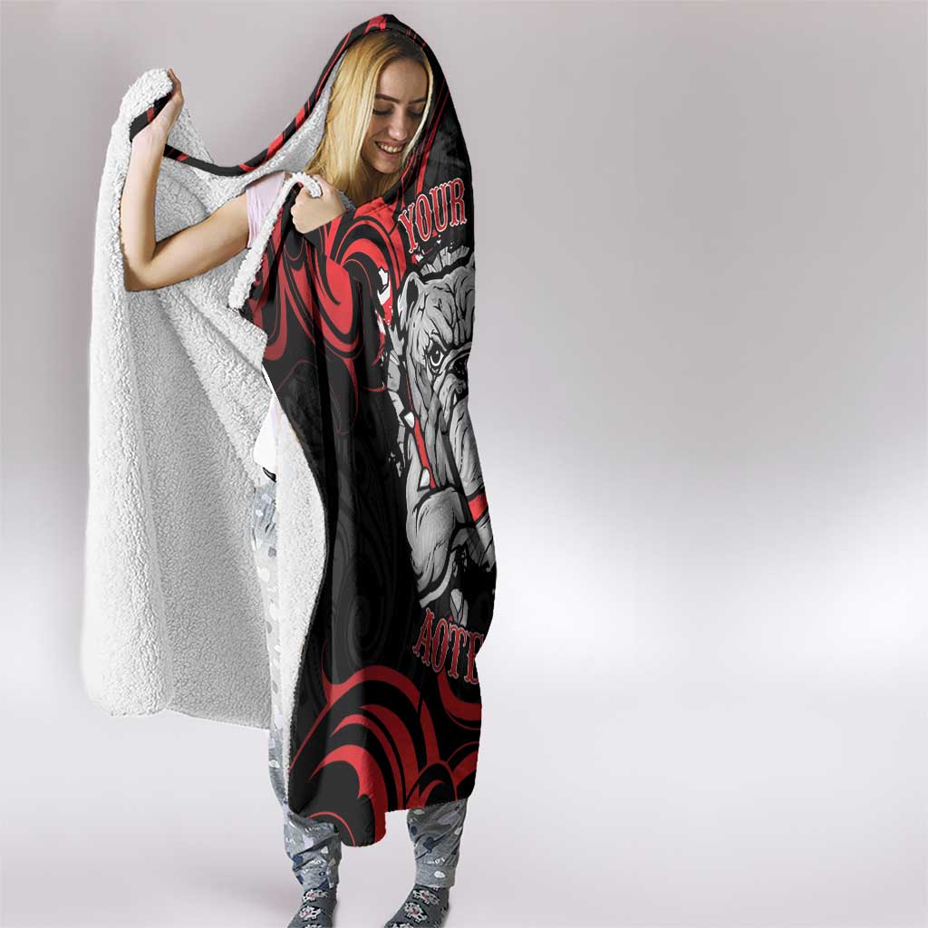 Personalised Aotearoa Bulldog Hooded Blanket NZ Maori Tattoo