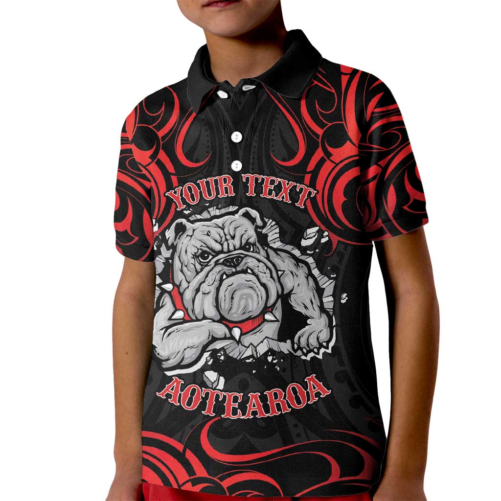 Personalised Aotearoa Bulldog Kid Polo Shirt NZ Maori Tattoo LT14 Kid Red - Polynesian Pride
