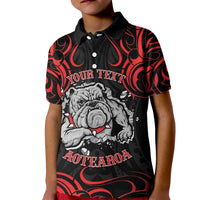 Personalised Aotearoa Bulldog Kid Polo Shirt NZ Maori Tattoo LT14 Kid Red - Polynesian Pride