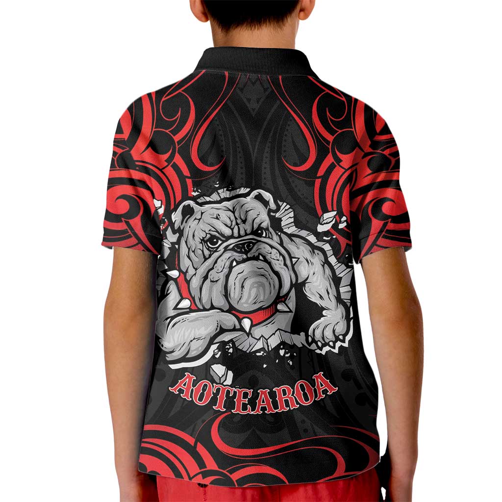 Personalised Aotearoa Bulldog Kid Polo Shirt NZ Maori Tattoo LT14 - Polynesian Pride