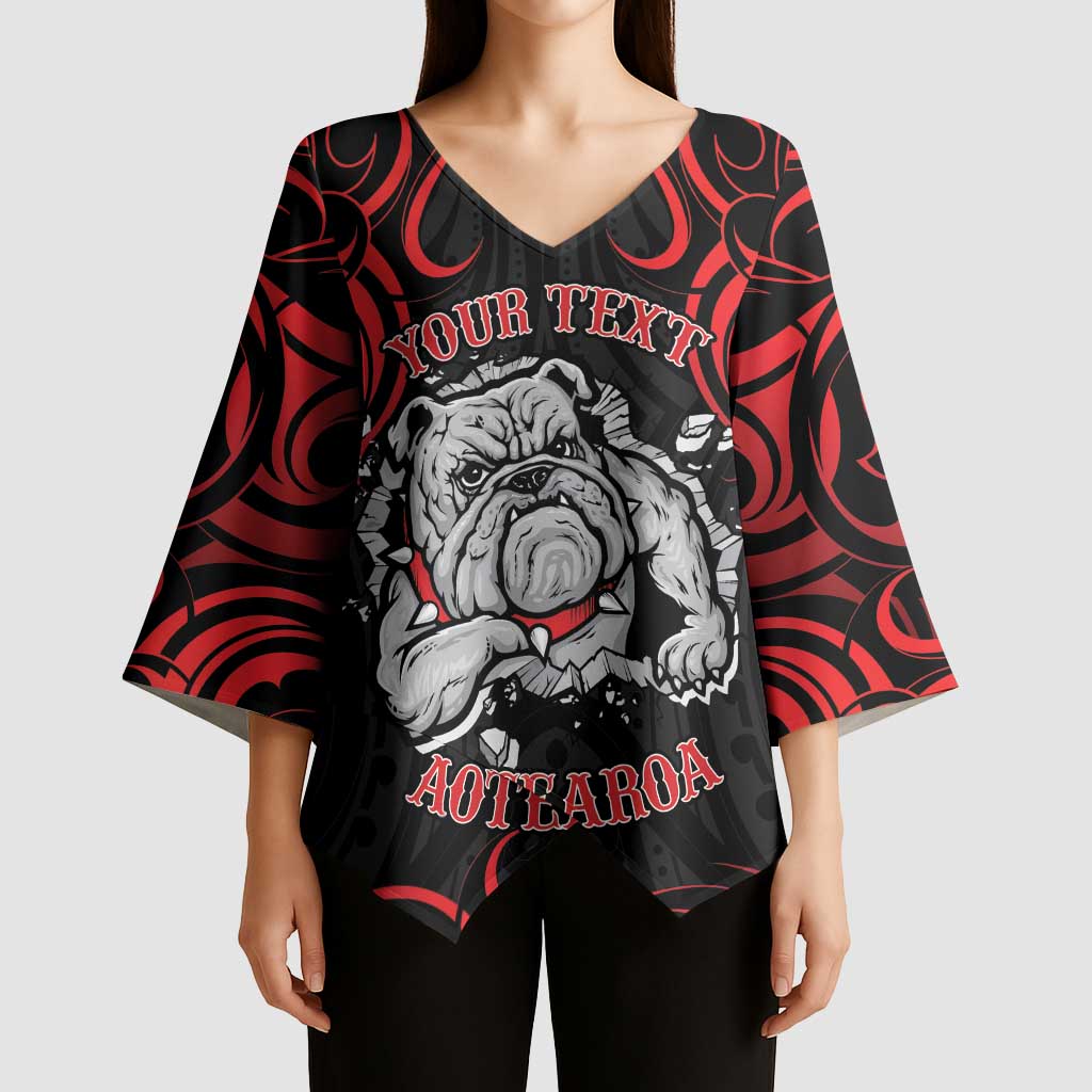 Aotearoa Bulldog Kimono Sleeve Blouse NZ Maori Tattoo - Polynesian Pride
