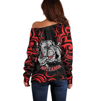 Personalised Aotearoa Bulldog Off Shoulder Sweater NZ Maori Tattoo