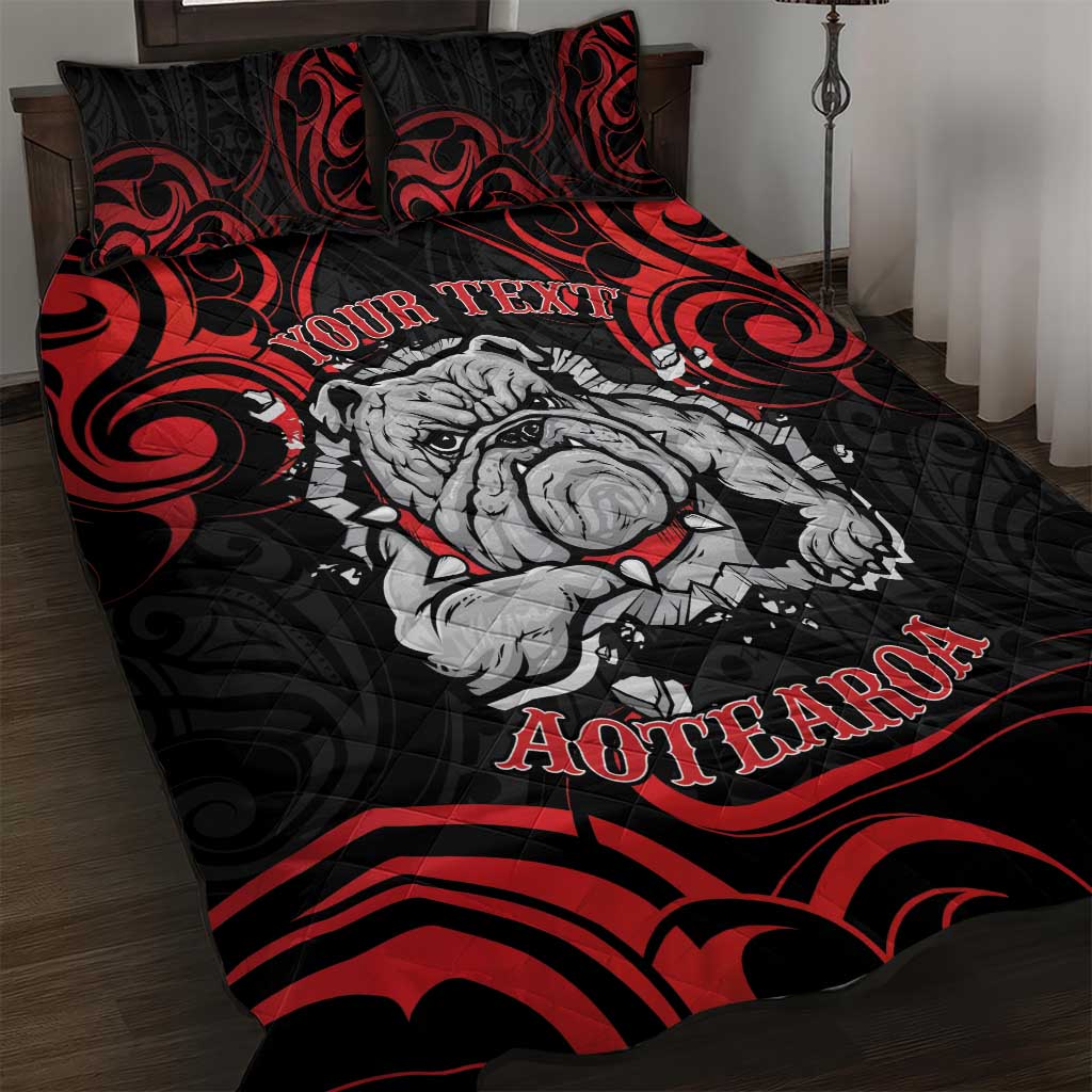 Personalised Aotearoa Bulldog Quilt Bed Set NZ Maori Tattoo