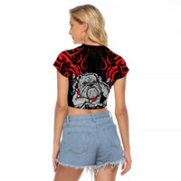Personalised Aotearoa Bulldog Raglan Cropped T Shirt NZ Maori Tattoo LT14 - Polynesian Pride