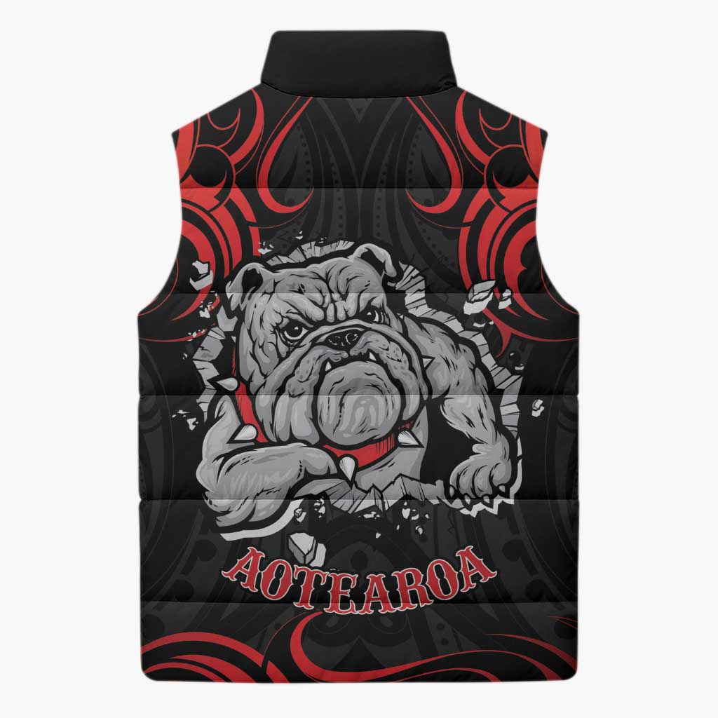 Aotearoa Bulldog Sleeveless Puffer Jacket NZ Maori Tattoo - Polynesian Pride