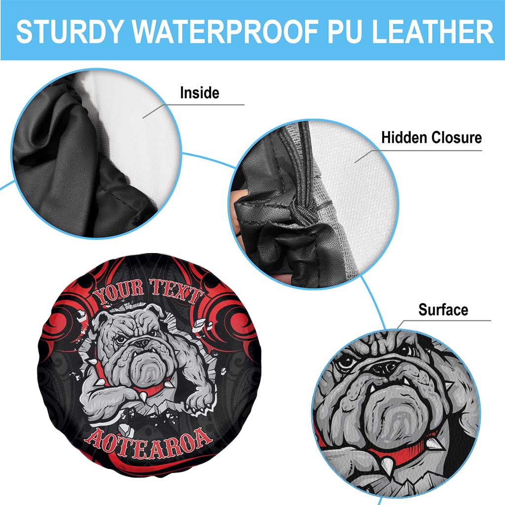 Personalised Aotearoa Bulldog Spare Tire Cover NZ Maori Tattoo