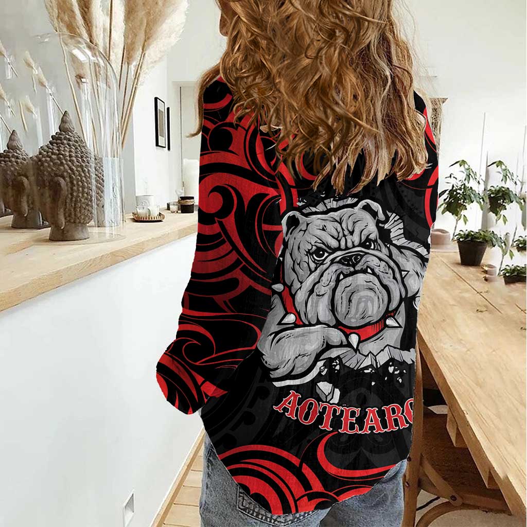 Personalised Aotearoa Bulldog Women Casual Shirt NZ Maori Tattoo
