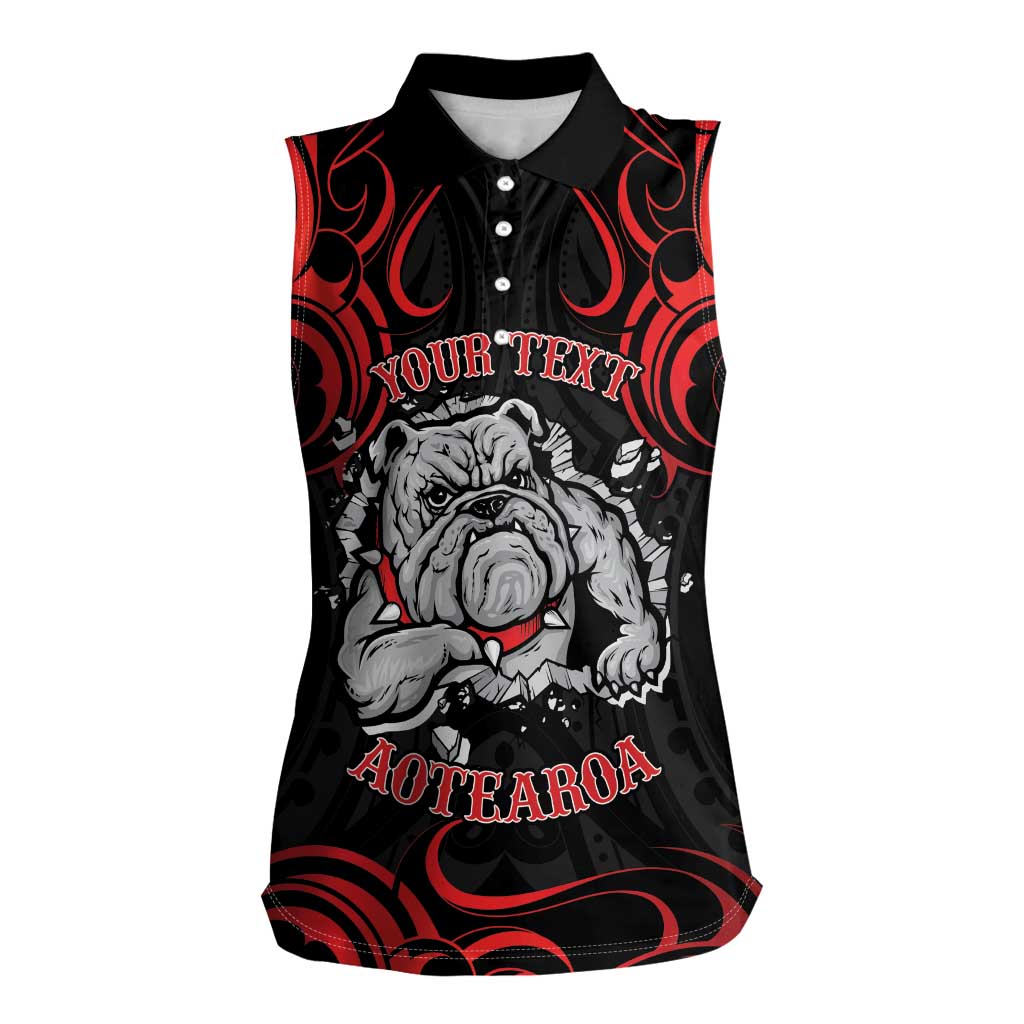 Personalised Aotearoa Bulldog Women Sleeveless Polo Shirt NZ Maori Tattoo