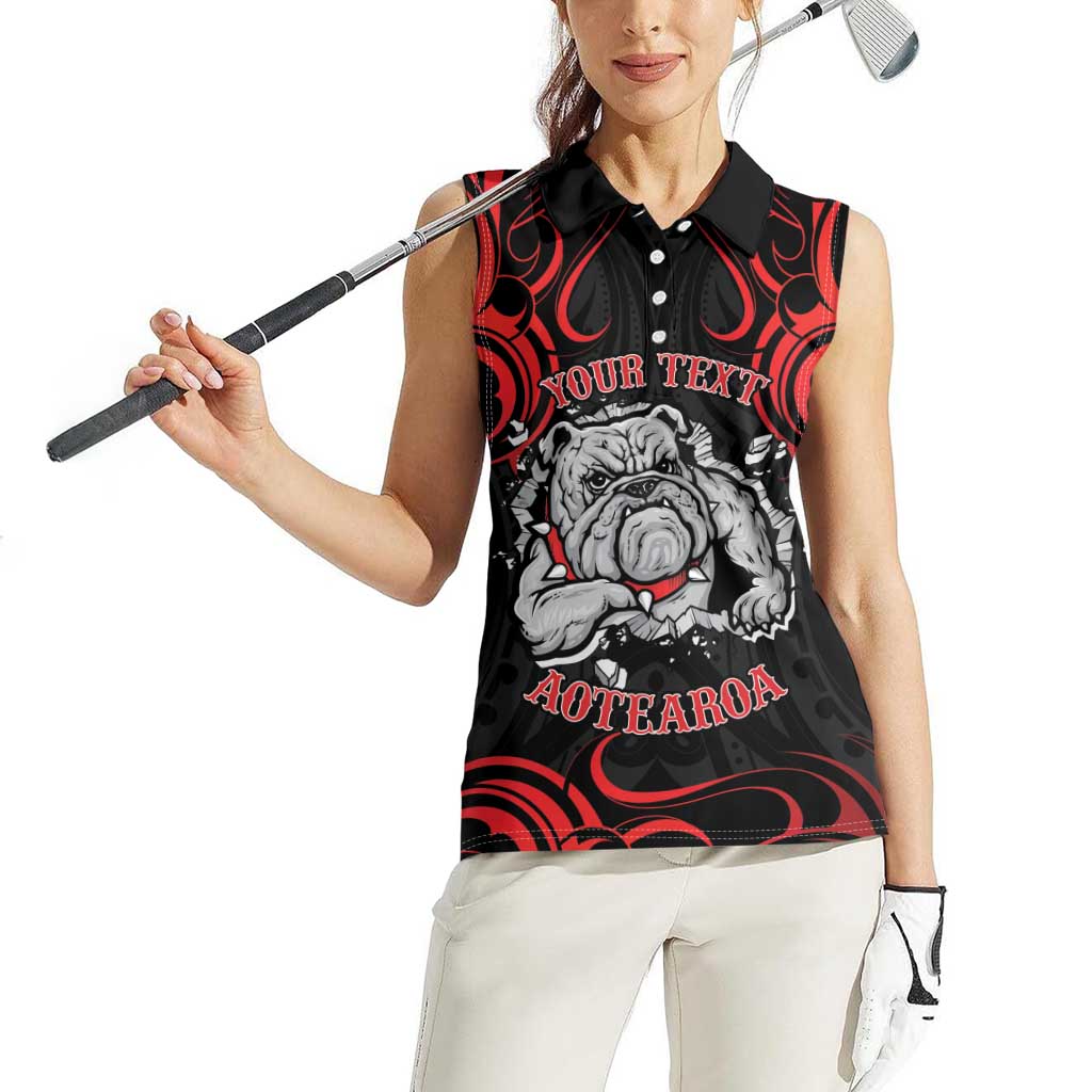 Personalised Aotearoa Bulldog Women Sleeveless Polo Shirt NZ Maori Tattoo