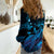 Blue Aloha Hawaii Women Casual Shirt Snorkeling With Sea Turtle Polynesian Pattern