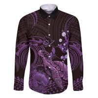 Purple Aloha Hawaii Family Matching Tank Maxi Dress and Hawaiian Shirt Snorkeling With Sea Turtle Polynesian Pattern