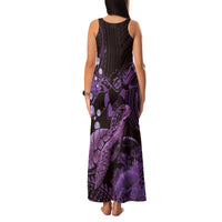 Purple Aloha Hawaii Family Matching Tank Maxi Dress and Hawaiian Shirt Snorkeling With Sea Turtle Polynesian Pattern