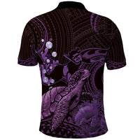 Purple Aloha Hawaii Polo Shirt Snorkeling With Sea Turtle Polynesian Pattern
