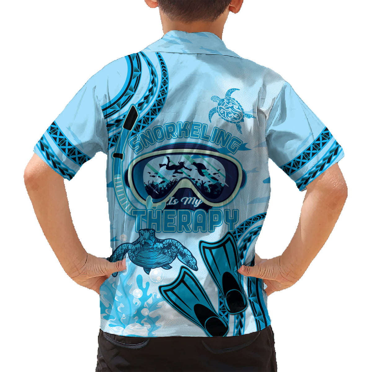 Hawaii Sea Turtle Snorkeling Is My Therapy Kid Hawaiian Shirt LT14 - Polynesian Pride