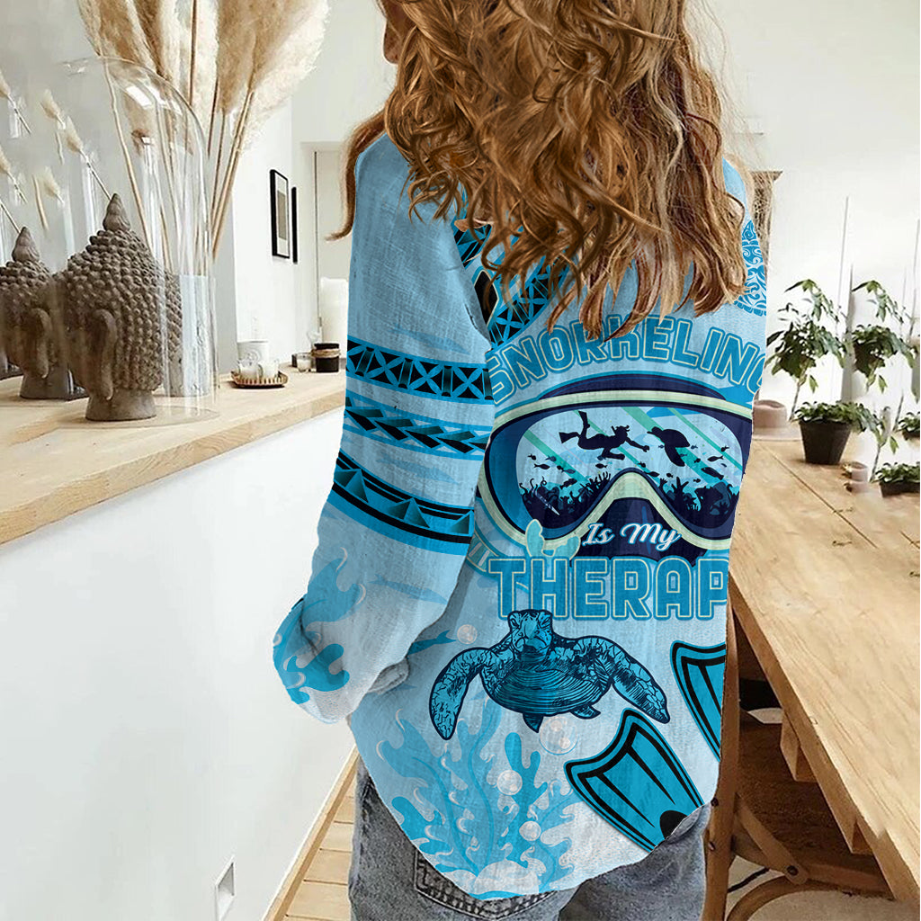 Hawaii Sea Turtle Snorkeling Is My Therapy Women Casual Shirt