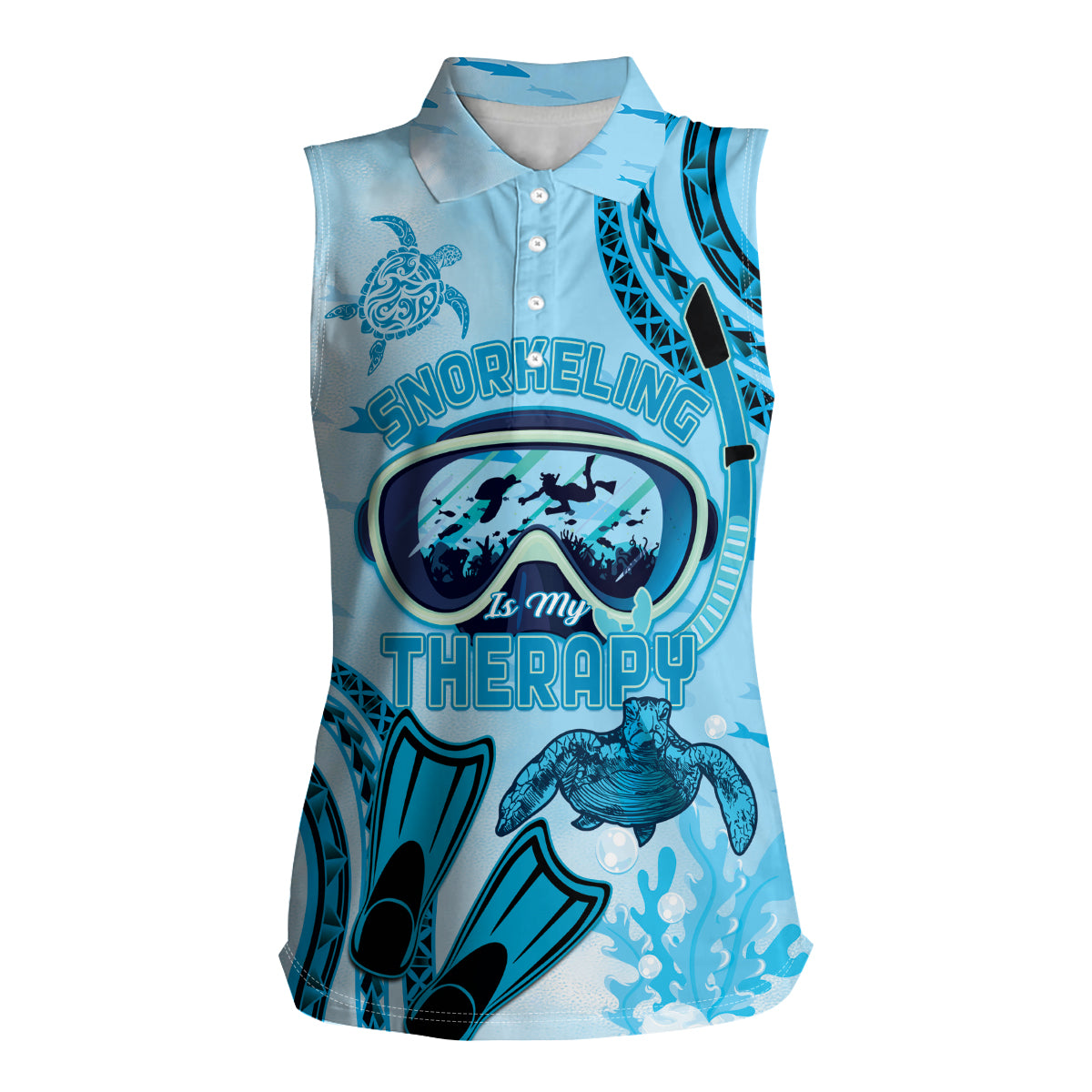 Hawaii Sea Turtle Snorkeling Is My Therapy Women Sleeveless Polo Shirt