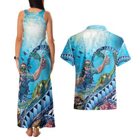 Hawaii Snorkeling Honu Turtle Couples Matching Tank Maxi Dress and Hawaiian Shirt Under The Ocean Vibes