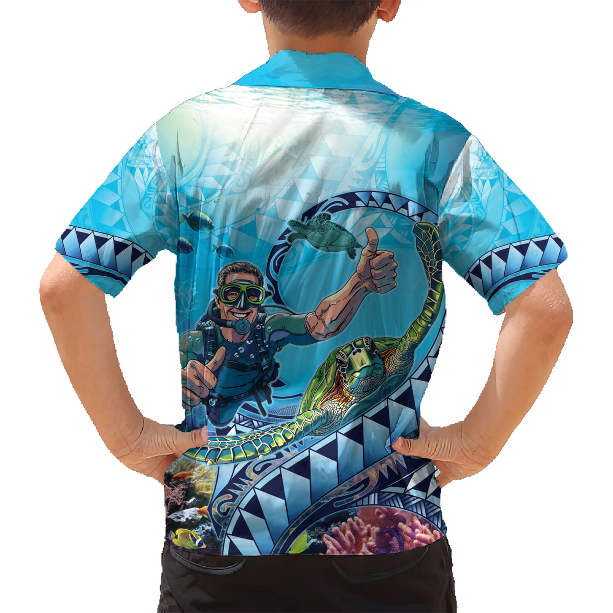 Hawaii Snorkeling Honu Turtle Kid Hawaiian Shirt Under The Ocean Vibes LT14 - Polynesian Pride
