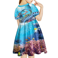 Hawaii Snorkeling Honu Turtle Kid Short Sleeve Dress Under The Ocean Vibes
