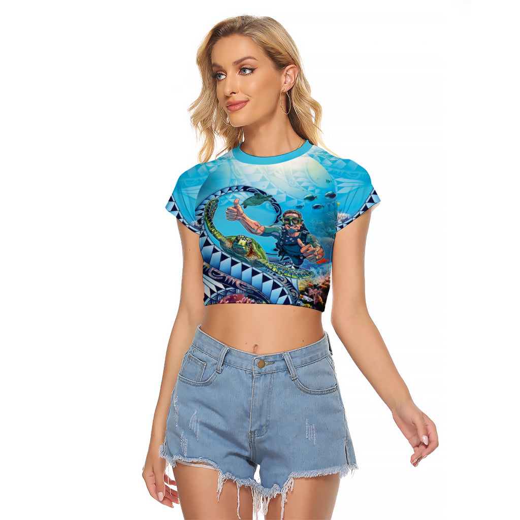 Hawaii Snorkeling Honu Turtle Raglan Cropped T Shirt Under The Ocean Vibes
