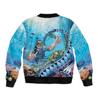 Hawaii Snorkeling Honu Turtle Sleeve Zip Bomber Jacket Under The Ocean Vibes