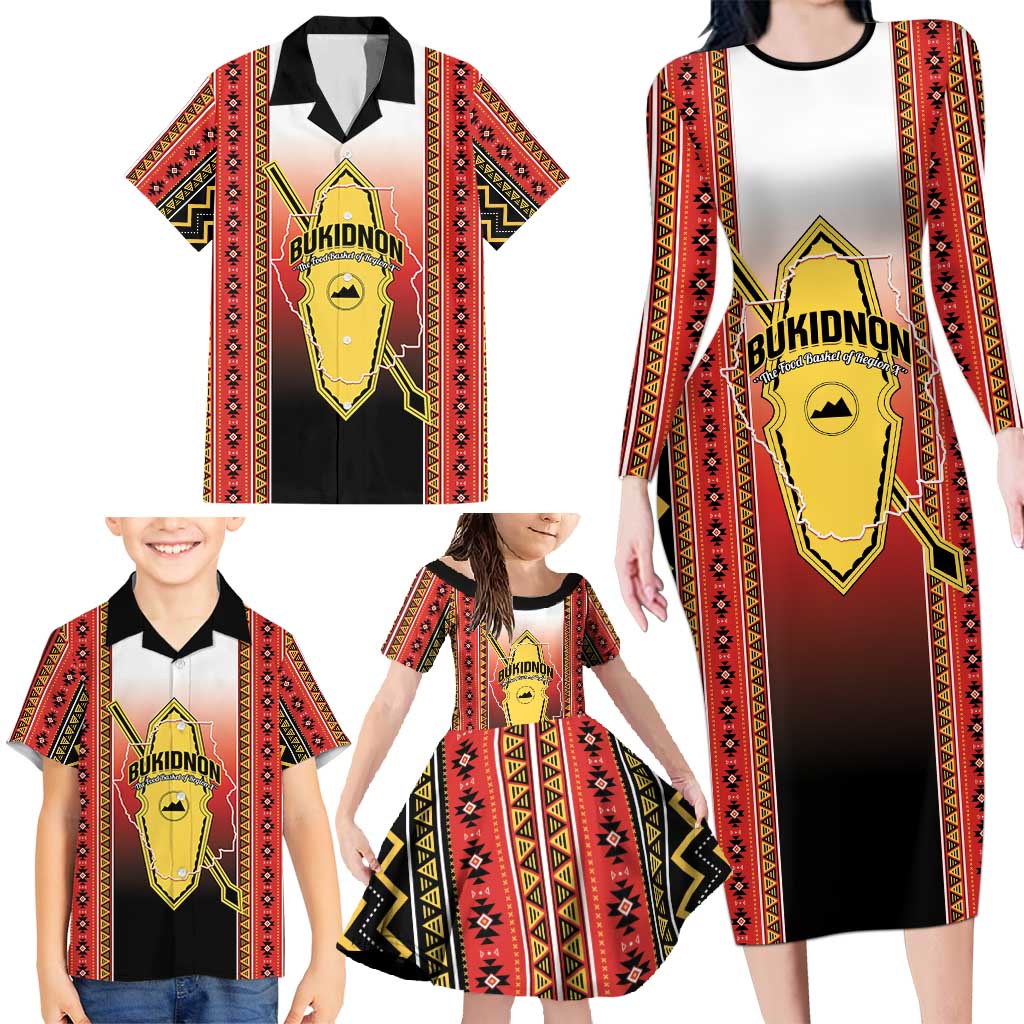 Personalised Bukidnon Philippines Family Matching Long Sleeve Bodycon Dress and Hawaiian Shirt The Food Basket of Region X