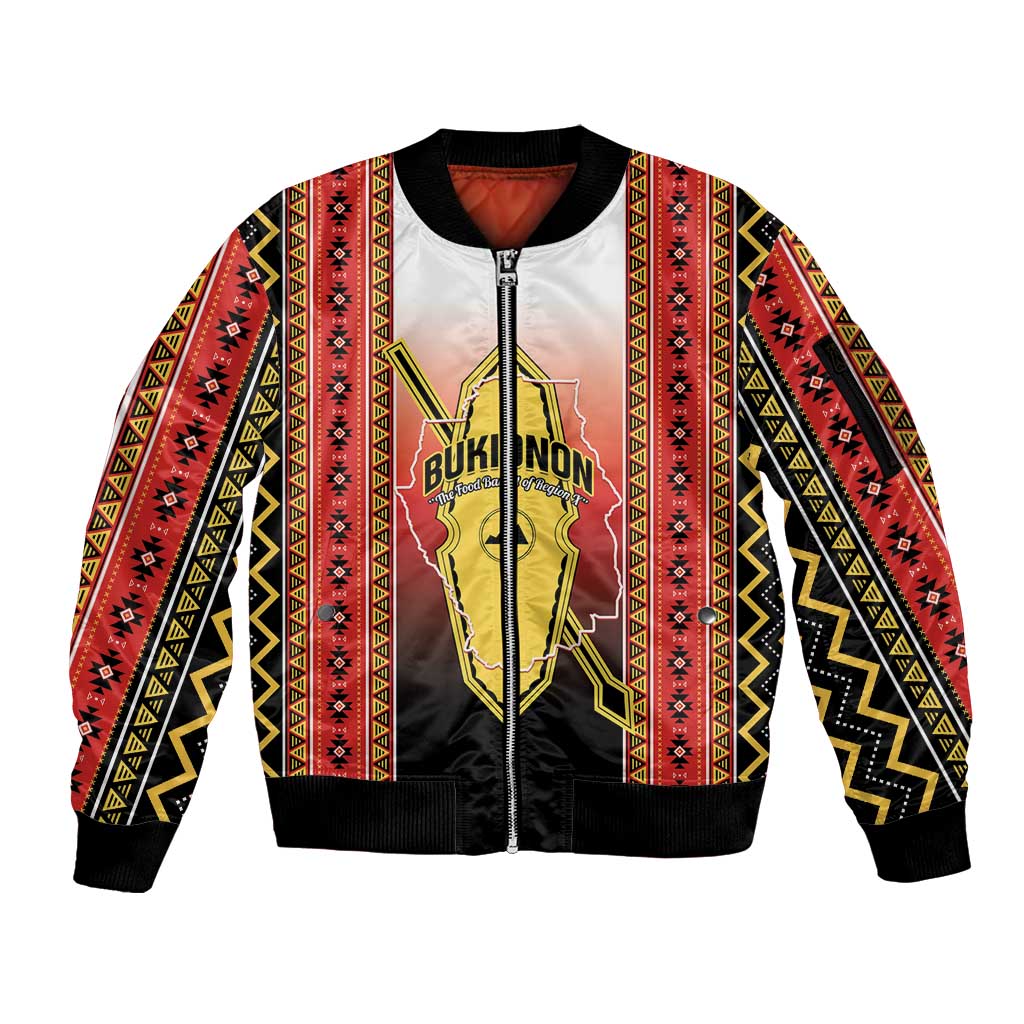 Personalised Bukidnon Philippines Sleeve Zip Bomber Jacket The Food Basket of Region X