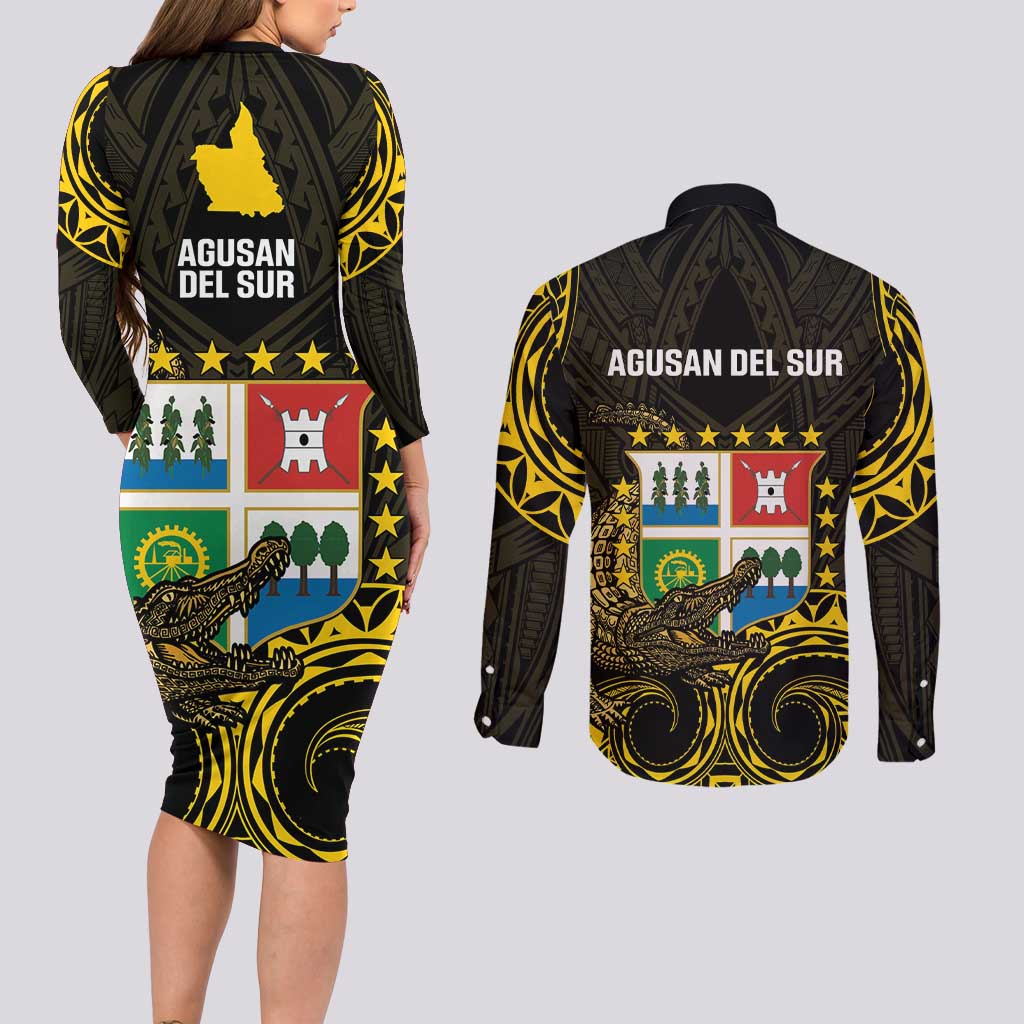 Agusan del Sur Philippines Couples Matching Long Sleeve Bodycon Dress and Long Sleeve Button Shirt Habagatang Agusan Lolong