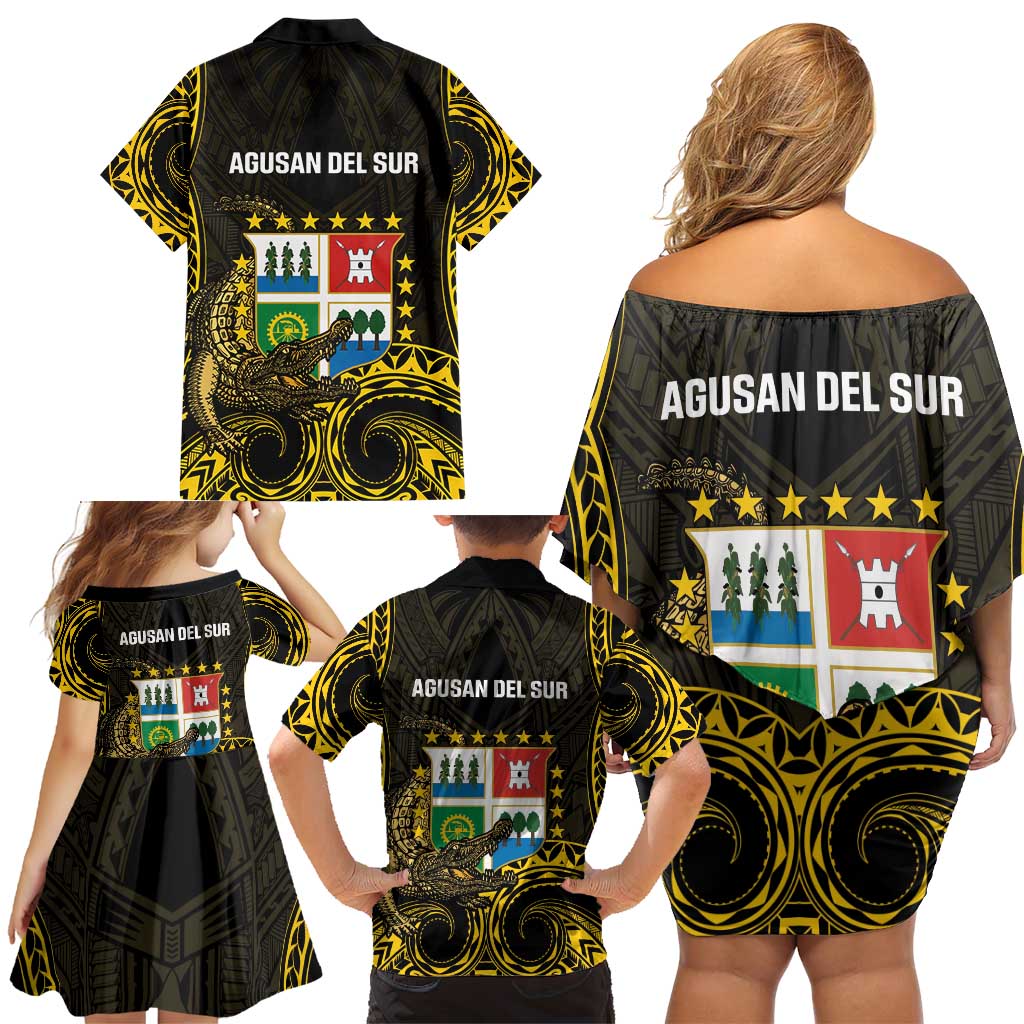 Agusan del Sur Philippines Family Matching Off Shoulder Short Dress and Hawaiian Shirt Habagatang Agusan Lolong